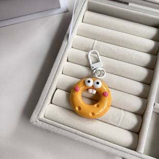 Geometric Big Mouth Keychain Cute Car Pendant Resin Doll Student Couple School Bag Bag Hanging Accessories
