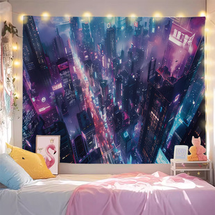 Cyberpunk Room Hanging Cloth Background Layout Wall Cloth Bedroom Ins Style Bedside Decoration Dormitory Tapestry Internet Celebrity Style