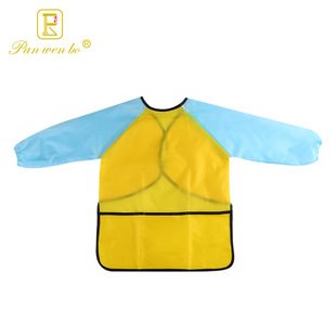 Children's painting apron painting reverse painting long sleeve hook and loop waterproof overalls kindergarten eating bib wholesale