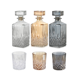 Crystal glass wine glass wine glass wine set whiskey wine bottle wine pot wine bottle portable gift box suit 3-piece set