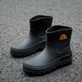 New fashion rain boots men's mid-tube water shoes waterproof non-slip water boots car wash kitchen wear labor protection work rubber shoes