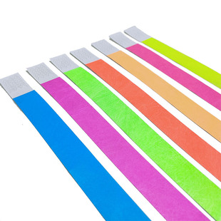 Hot sale wholesale disposable waterproof printable fluorescent color paper wristband self-adhesive neon color paper bracelet