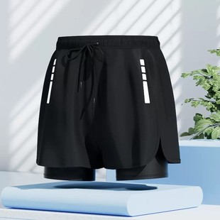 Swimming trunks men's fake two-piece anti-embarrassment new quick-drying plus size boxer swimsuit professional hot spring swimming equipment
