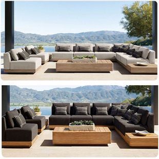 Outdoor Teak Single Seat Sofa Villa Courtyard Garden Leisure Table and Chair Sofa Combination Outdoor Teak Furniture
