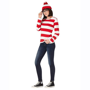 British anime clever Wally Where's Wally parent-child outfit cosplay costume All Saints play costume