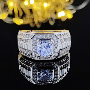 New Explosive Creative Accessories Aggressive Men's Flash Diamond Micro-inlay Imitation Mosane Diamond Ring Shake Tone Hot R5417