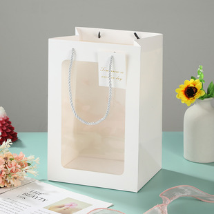 Flower Gift Bag Transparent Window Opening Tote Bag Valentine's Day Gift Bag Transparent Window Opening Tote Bag Gift Tote Bag