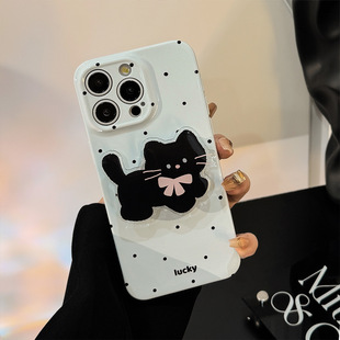 Корейский рс-точечный кошачий кронштейн подходит для iphone16 чехол для телефона яблоко 15pro max Филин 13 мягкий 14