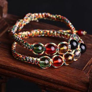 New Dragon Boat Festival Colorful Rope Bracelet Artificial Imitation Crystal Five Elements Lucky Beads 90% Diamond Knot Red Rope Bracelet