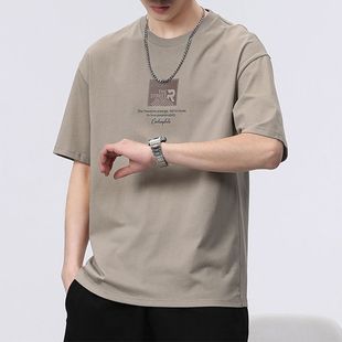 Short-sleeved T-shirt Men's 2025 Summer Thin Fashionable All-match Casual T-shirt Long-sleeved Pure Cotton Base Shirt Trendy Brand Men's Wear