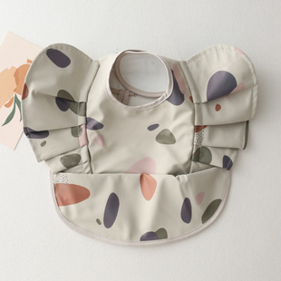 Children's overalls anti-dressing pu baby food clothing baby food pocket angel wings bib anti-dirty saliva pocket