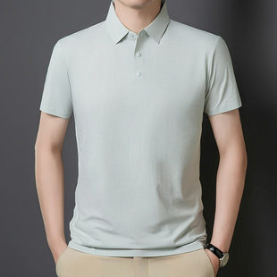 Factory Store 2025 New Arrival Loose Summer Fashion Business Short Sleeve Lar T-Shirt Seamless Pressure Glue Ice Silk Polo Shirt