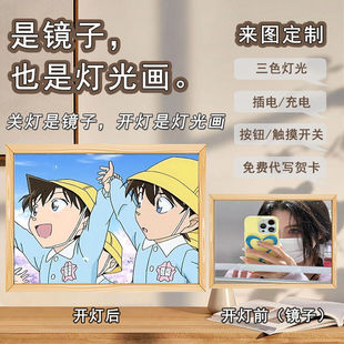 Высокая зеркальная световая живопись DIY детектив Конан Xinxin Xiaolan креативная светящаяся декоративная живопись ночник для спальни