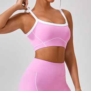 Cross-border New Breathable Naked Outdoor Sports Underwear Women's Shockproof High Strength Thin Shoulder Strap Beauty Back Yoga Vest