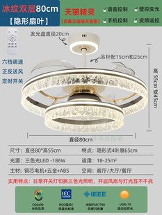 2025 new fan lamp Nordic light luxury chandelier high-end atmospheric voice control Zhongshan factory direct foreign trade