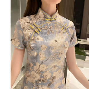 Длинное платье Cheongsam 2023 Новое элегантное платье для молодых девушек в стиле ретро, улучшенное летнее платье