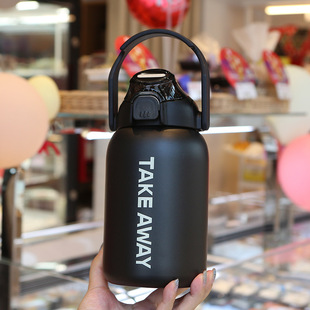 New 850ml large capacity stainless steel portable BIG pot student sports straw thermal pot high-looking thermal insulation Cup