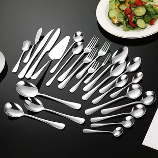 Wholesale Cross-Border 1010 Stainless Steel Tableware Western Food Hotel Table Knife Steak Knife and Fork Coffee Dessert Spoon Gift Set