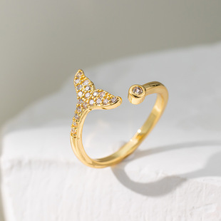 New inlaid 3A zircon designer ring opening adjustable fashion elements star Internet celebrity same style