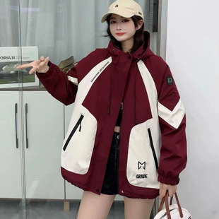 cotton and thickening Color Matching Short Coat Women's 2024 Winter New Korean Style Loose All-match Hooded Jacket Casual Cotton-padded Jacket