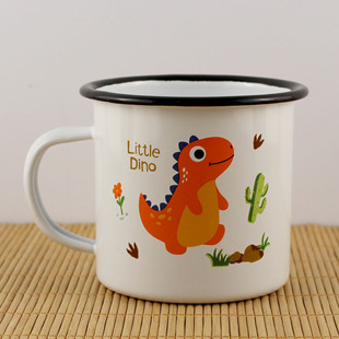 Children's Cartoon Enamel Cup Kindergarten Nostalgia Retro Enamel Mug Creative Quotations Promotional Gifts