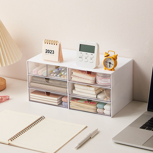 Stackable storage box combination transparent simple desktop sundries stationery finishing student dormitory compartment storage box