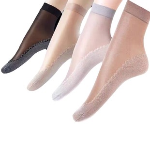 Silk Stockings Women's Thick Cotton Bottom Summer Socks Steel Silk Stockings Thin Spring and Autumn Crystal Silk Wear-resistant Anti-hook Silk Anti-slip