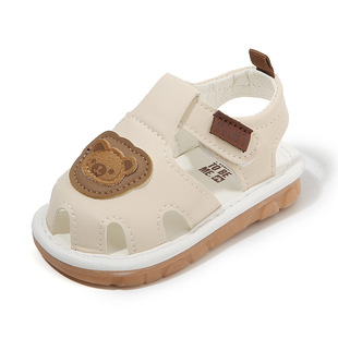 Summer Boys and Girls Baby Toddler Shoes 0-1-2 Years Old Baby Soft Sole Non-Slip Toe Cartoon Sandals Toddler Calling Shoes