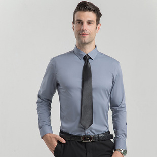 Mens Long Sleeve Dress Shirt Solid Bamboo Button Down Shirt