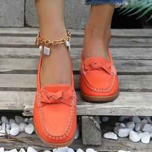 Independent station 2022 Spring and Autumn New slip-on plus size round toe daily casual single-layer shoes peas shoes mother shoes