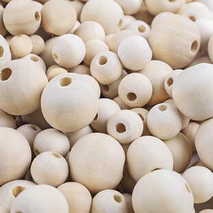 8-20mm Hemu beads raw wood color large hole beads DIY wooden beads accessories can be painted handmade 630 pieces a pack