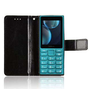 For Nokia 108 4G 2024 Phone Case Flip Cover Leather Case Crazy Horse Pattern Protective Case Lanyard