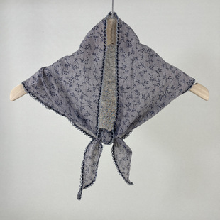 Japanese and Korean Style Artistic Cotton and Linen Floral Triangle Scarf Women's Mori Style Hair Belt Thin Sunscreen Headscarf Lace Decorative Scarf
