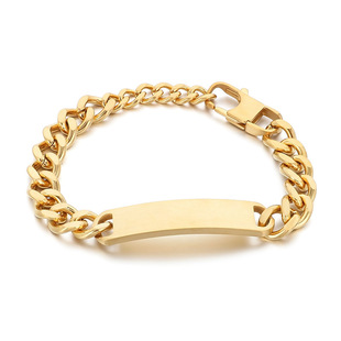 Cross-border glossy curved plate personality diy lettering stainless steel ins couple bracelet titanium steel chain men's Korean jewelry