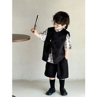 Boys' Summer Clothes Hanfu suit Children's Baby's Short-sleeved Summer Clothes New Chinese Vest Fashion