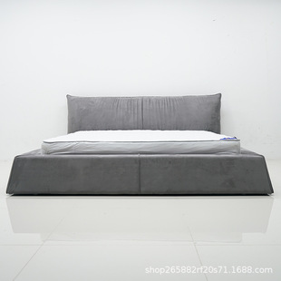 Baxter Paris Bed Italian Style Minimalist Frosted Fabric Bed Modern Simple Floor-Standing Master Bedroom Double Bed Designer Bed