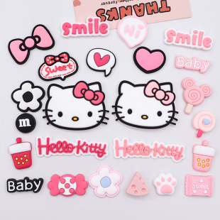 KT Cat Bow Tie Cat Sign Bow Love Lollipop Soft Glue Accessories DIY Mobile Phone Case Slippers Decoration