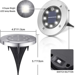 Новая модель солнечной подземной лампы 8LED из нержавеющей стали наружная вставка трава лампа двор сад украшения виллы напольный свет