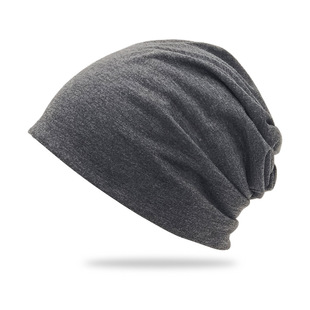 Hot selling casual all-match solid color four-season pile cap men's and women's knitted wrap cap cross-border soft double-layer pullover cap