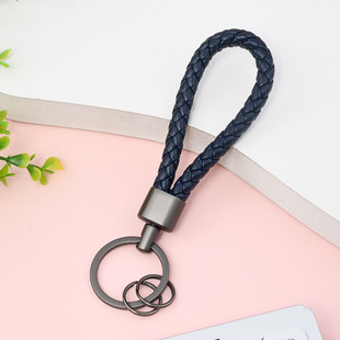 Simple quality braided rope keychain men's car key ring 4S shop activity gift pendant wholesale