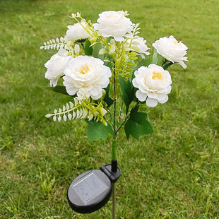 New 7 head solar outdoor simulation Hibiscus flower lamp for outdoor courtyard wedding decoration atmosphere lamp