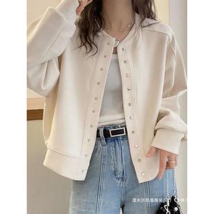 Single-Breasted Baseball Suit Coat Women's 2024 Spring and Autumn New Arrival Short Casual All-Match Jacket Cardigan Top