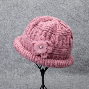 Autumn and winter middle-aged and elderly wool mother hat old lady wool hat children fleece-lined warm grandma knitted hat