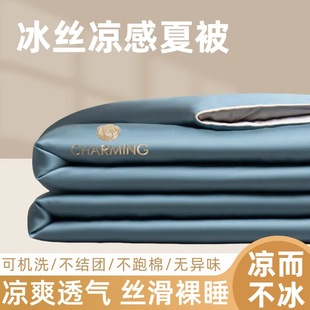 Summer Cool Quilt Four-piece Light Luxury Advanced Cool Ice Silk Machine Washable Thin Quilt Summer Air-conditioning Quilt Dormitory Summer Quilt
