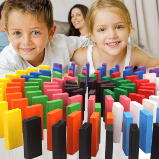 Wooden Color Dominoes Organs Building Blocks Kindergarten Children's Educational Intelligence Hands-on Brain Toy Gift