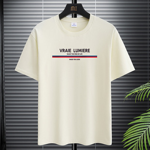 Men's Short-sleeved T-shirt Summer 2025 New Fashion Brand Loose Round Neck All-match Cotton Top Ins Hong Kong Style Approved Hair