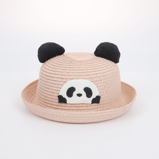 Cross-border children's summer curved eaves hat breathable sunshade straw hat for boys and girls baby super cute sunscreen beach sun hat
