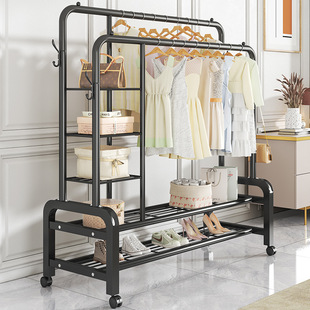 Simple clothes hanger floor-standing household bedroom clothes hanger dormitory indoor balcony clothes hanger folding clothes pole