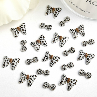 20 pcs/pack hot selling leopard print kt cat Maillard wind cartoon resin nail jewelry diy handmade decoration material