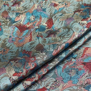 High Quality High Meridian Dense Yarn-dyed Multicolored Butterfly Woven Gold Jacquard Fabric Outwear Clothing Design Cloth Handmade Fabric